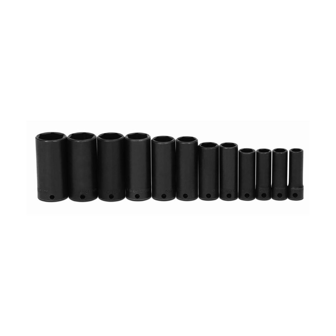 Williams JHWWS-12-12 SUPERTORQUE 12-Piece 3/8-Inch Drive Deep Impact 6 Point Socket Set, Black Industrial Finish, Designed for Maximum Engagement on 6-Point Fasteners