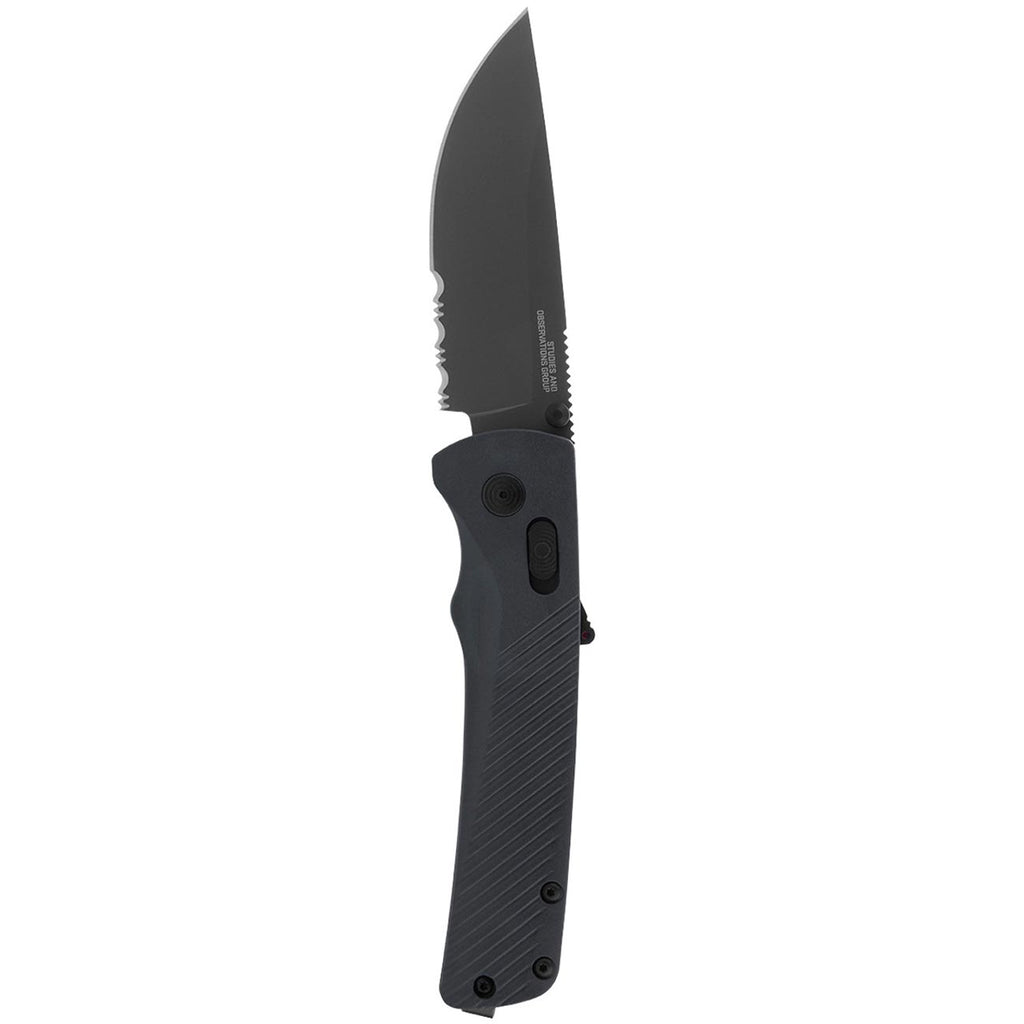 SOG Flash AT Daily Carry Ambidextrous Partially Serrated Pocket Folding Knife | Ergonomic Handle | D2 Steel Blade, Urban Grey