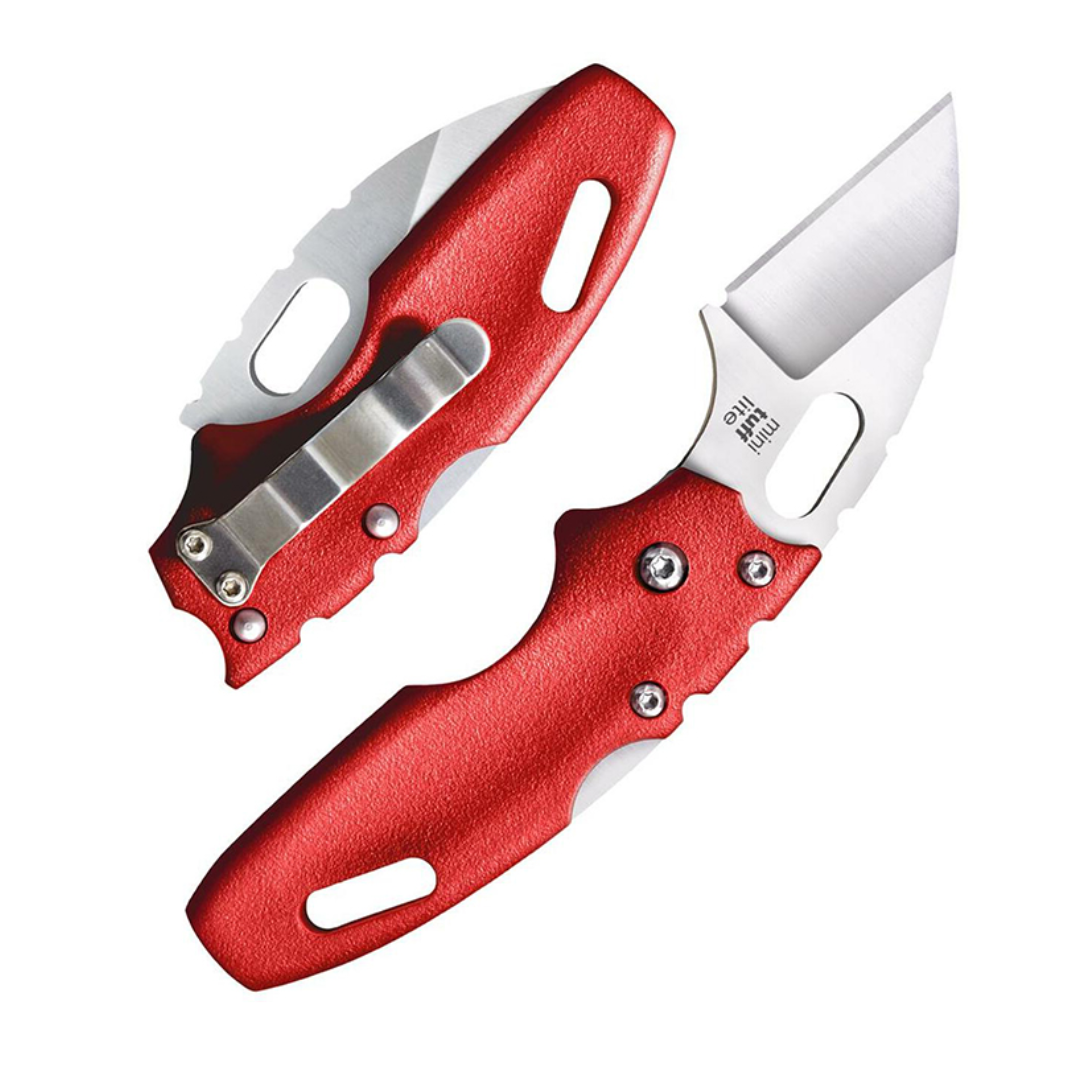 Cold Steel Mini Tuff Lite 2" 4034SS Sheepsfoot Razor-Sharp Blade 3" Griv-Ex Red Handle Everyday Carry Pocket Folding Knife