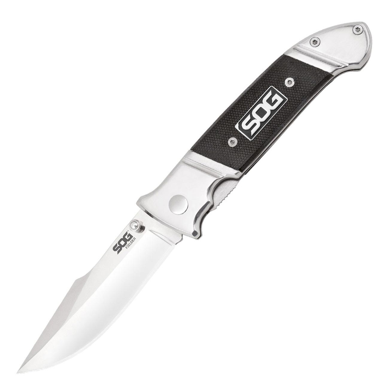 SOG Fielder G10 Folding Pocket Knife - Easy Open 3.3 Inch Foldable Knife Blade w/ EDC Knife Handle and Clip, Stainless Steel Do-It-All Knife (FF38-CP) , Black