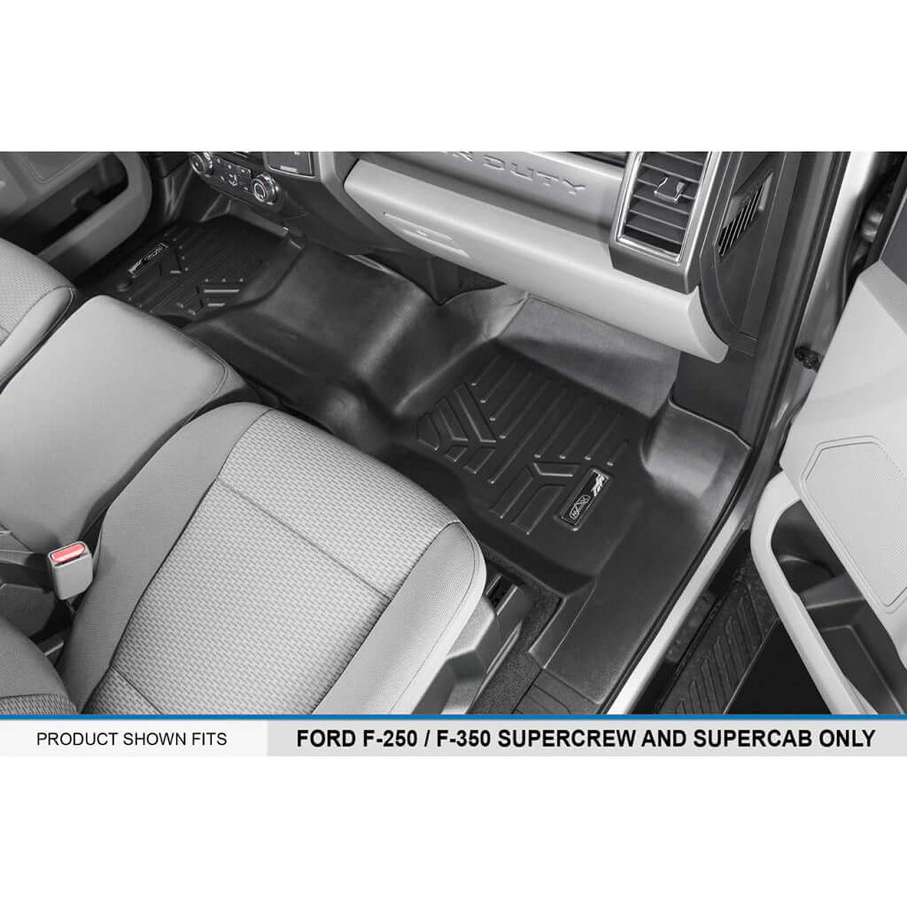 SMARTLINER SA0298B0298 Floor Liners Front & 2nd Row for 2017-2025 Ford F-250/F-350 Super Duty SuperCrew Bench Seat – Black