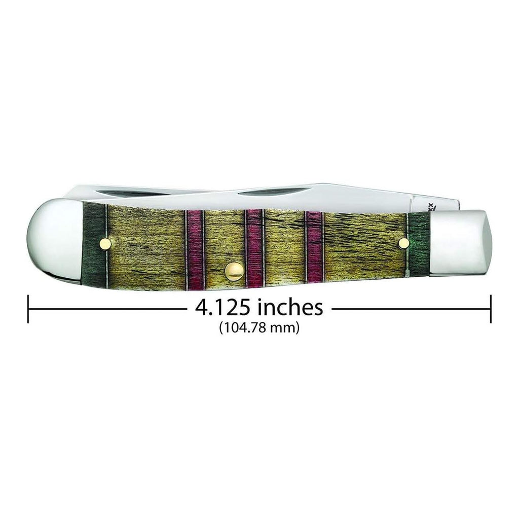 Case WR XX Pocket Knife Vietnam War Trapper Gift Set - Natural Bone W/Grn/Yellow/Red Item #22040 - (6254 SS) - Length Closed: 4 1/8 Inches
