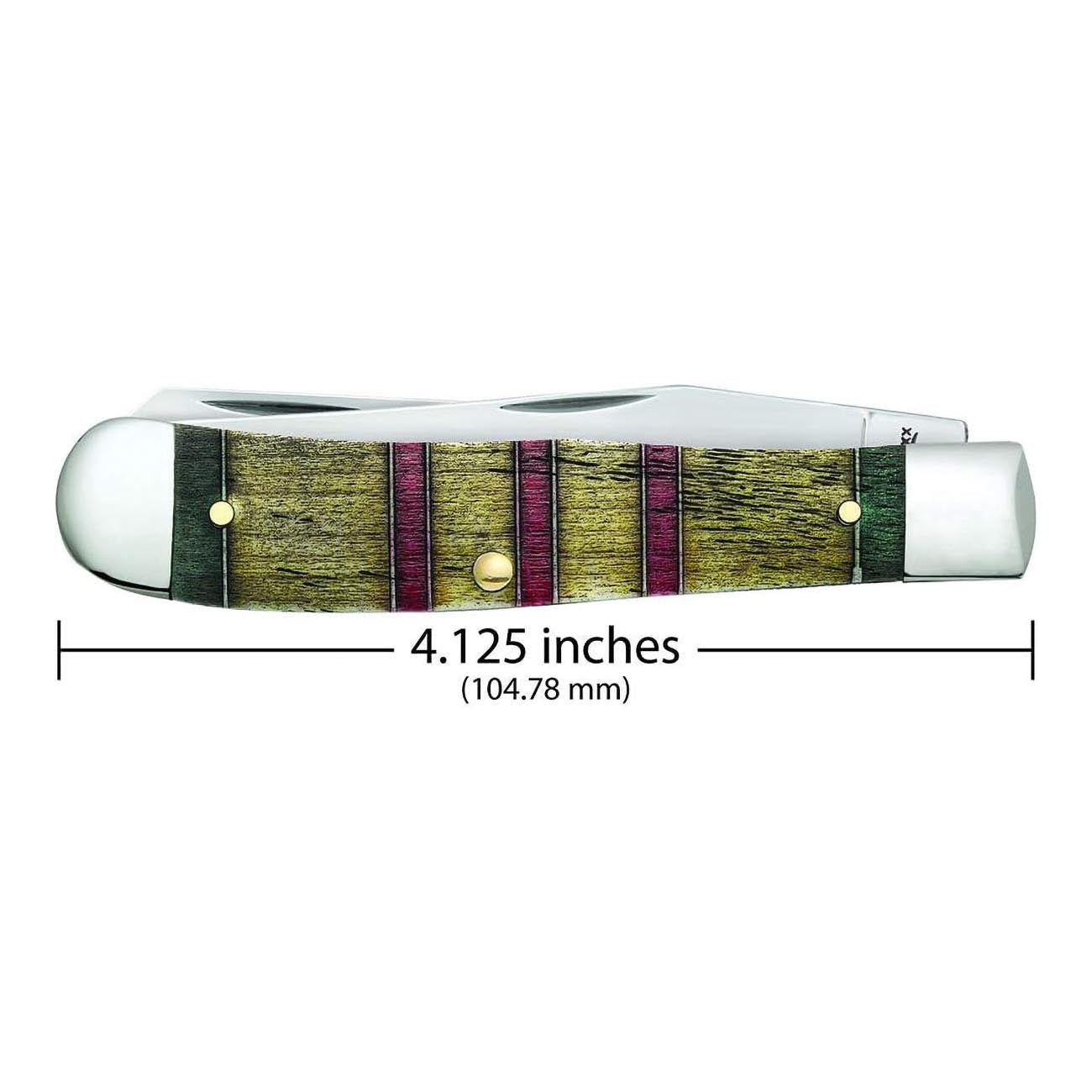 Case WR XX Pocket Knife Vietnam War Trapper Gift Set - Natural Bone W/Grn/Yellow/Red Item #22040 - (6254 SS) - Length Closed: 4 1/8 Inches