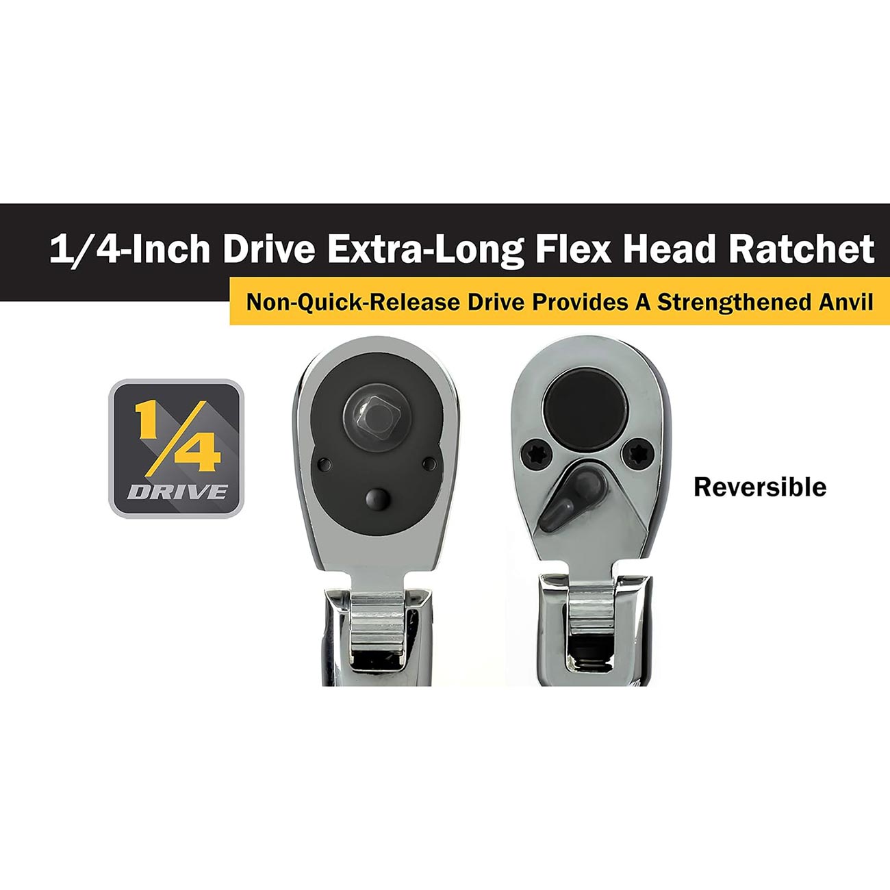 Titan 11300 1/4-Inch Drive x 12-Inch 36-Tooth Extra-Long Flex Head Ratchet