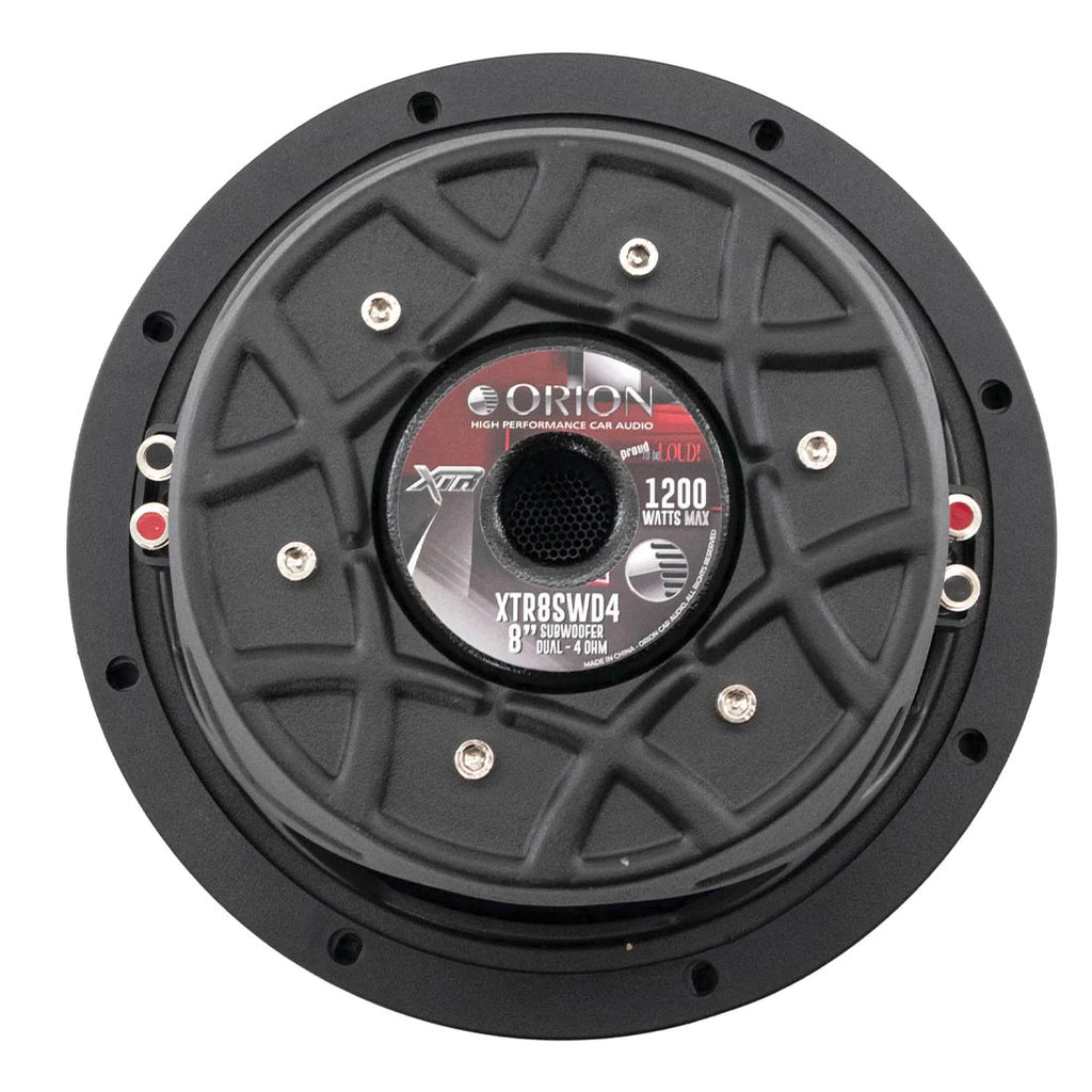 Orion XTR Series XTR8SWD4 Free Air Slim Shallow Mount 8” Car Subwoofer, 1200W Max Power, 300W RMS, Dual 4 Ohm, UV Coated Cone, NBR Surround – OEM Sub Replacement Compact for Lexus, BMW, Nissan, & More