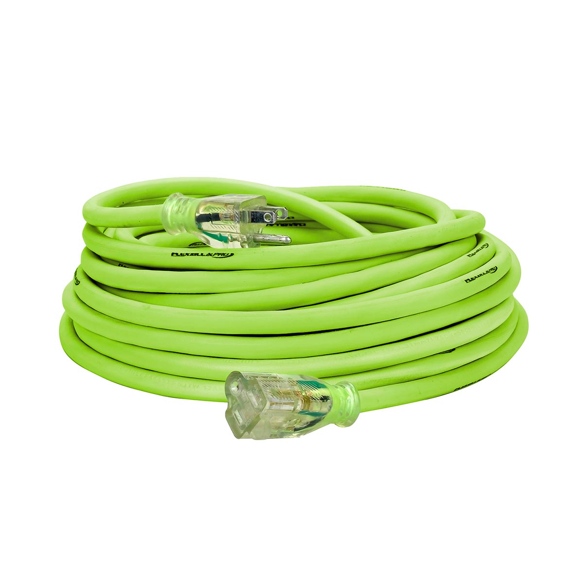Flexzilla Pro Extension Cord, 12/3 AWG SJTW, 50 ft., Lighted Plug, Indoor/Outdoor, ZillaGreen - FZ512830
