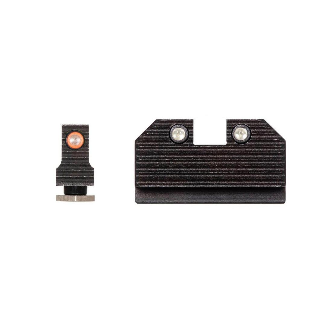 Night Fision Optics Ready Stealth .290-.313 Night Sight Set Compatible with Glосk 17/19/34, Orange Front Ring, Black Rear Rings