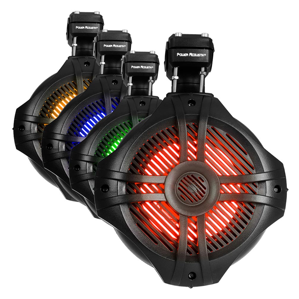 MWT-80BL Power Accoustik LED 6.5" 600W Marine Boat Wake Tower Speakers