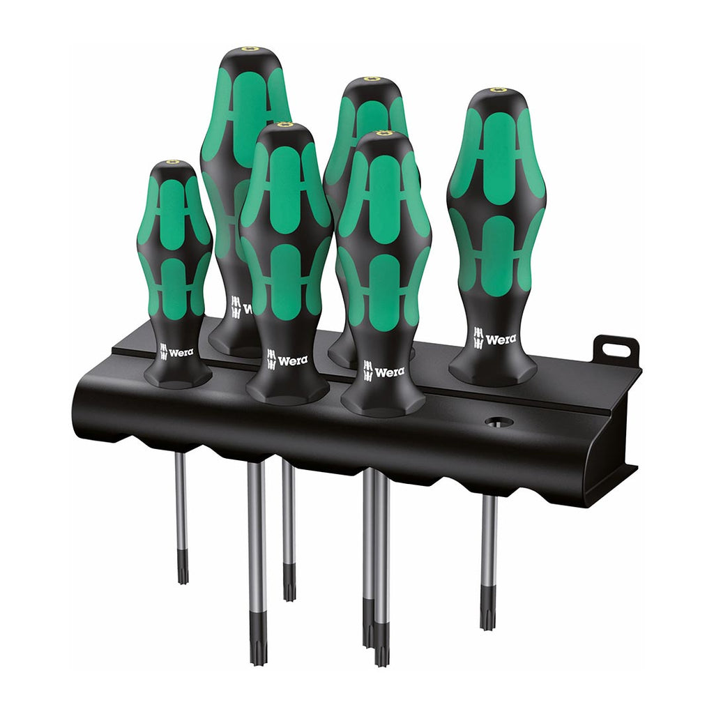 Wera 05028062001 Kraftform Plus 367/6 Torx Screwdriver Set and Rack, 6-Piece,MULTI,TX10x80mm, TX15x80mm, TX20x100mm, TX25x100mm, TX30x115mm, TX40x140mm