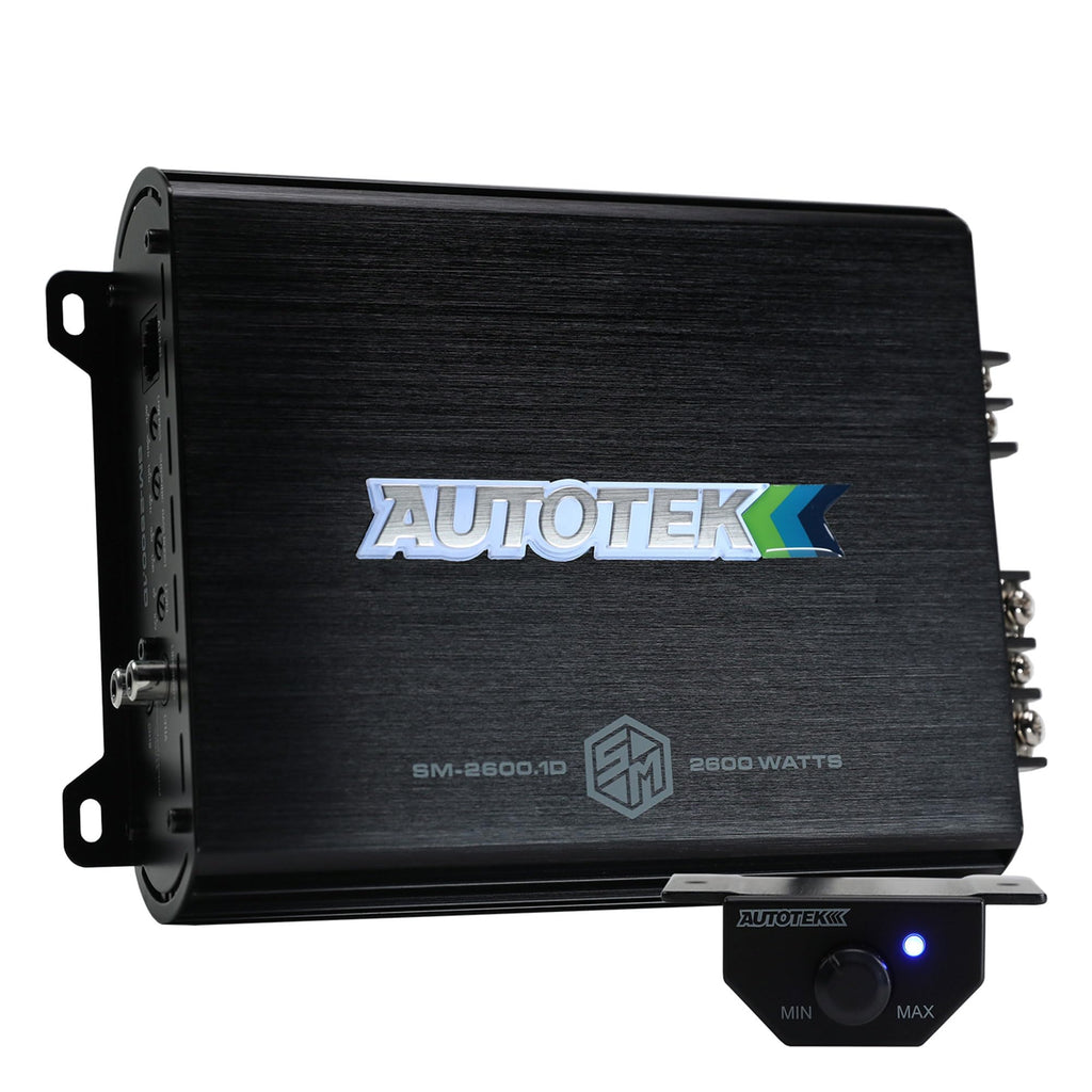 Autotek Street Machine 2600W Monoblock Car Audio Amplifier with Bass Knob & Equalizer to Optimize Frequencies for Subwoofers and Full-Range Speakers