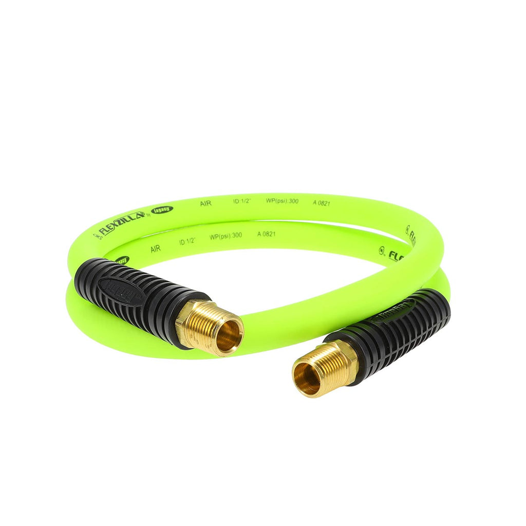 Flexzilla HFZ1204YW4S Swivel Whip Air Hose 4 Ft | 1/2" MNPT Swivel x 1/2 in" MNPT Ends | Extreme All Weather Flexibility | Lightweight