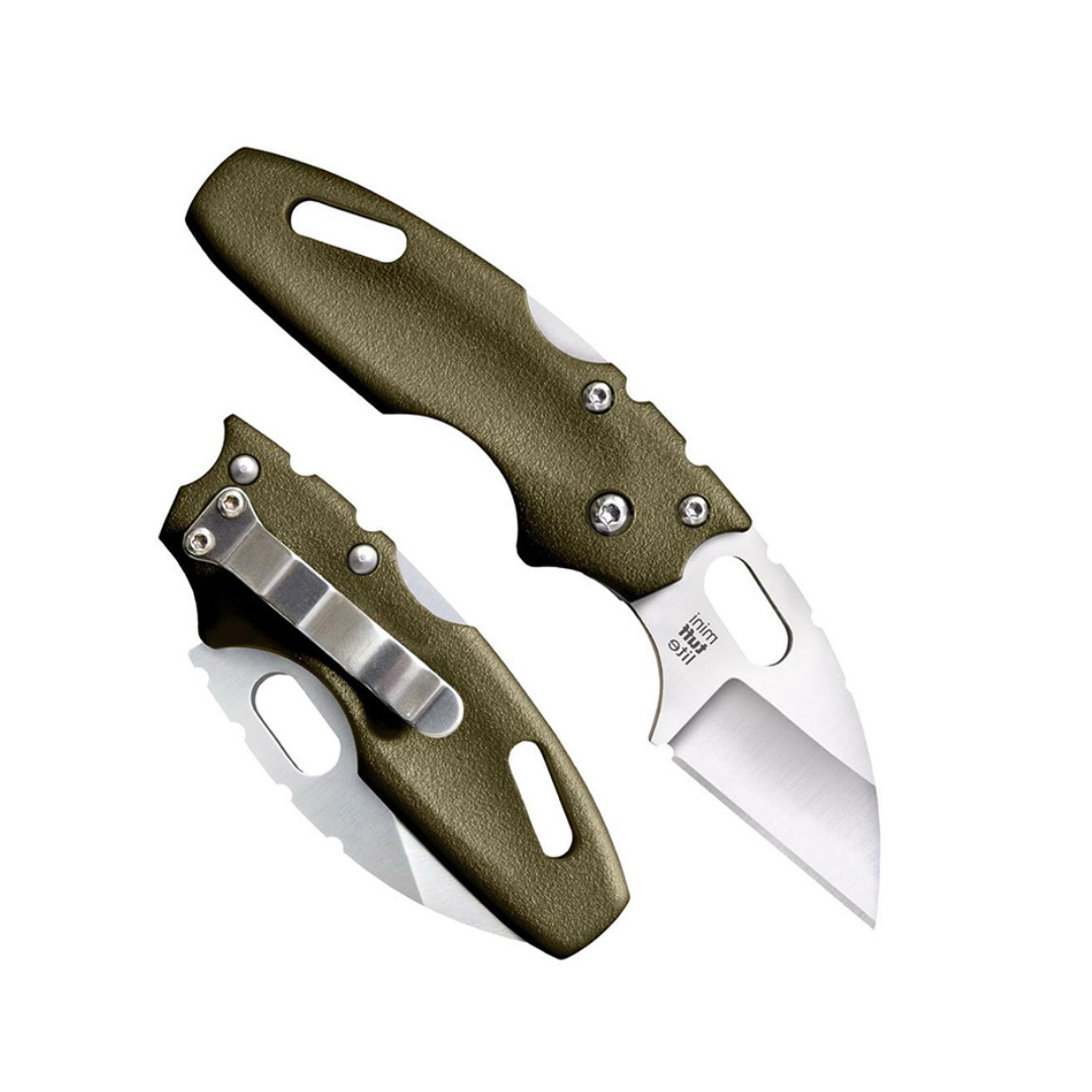 Cold Steel Mini Tuff Lite 2" 4034SS Sheepsfoot Razor-Sharp Blade 3" Griv-Ex OD Green Handle Everyday Carry Pocket Folding Knife