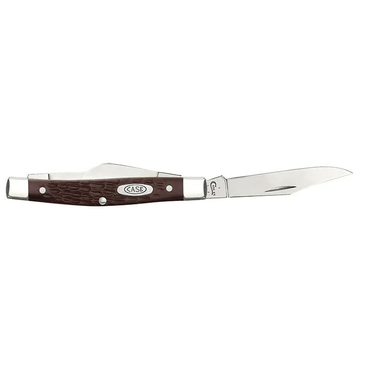 Case WR XX Pocket Knife Brown Synthetic Jigged Medium Stockman Item #106 - (6344 SS) - Length Closed: 3 1/4 Inches