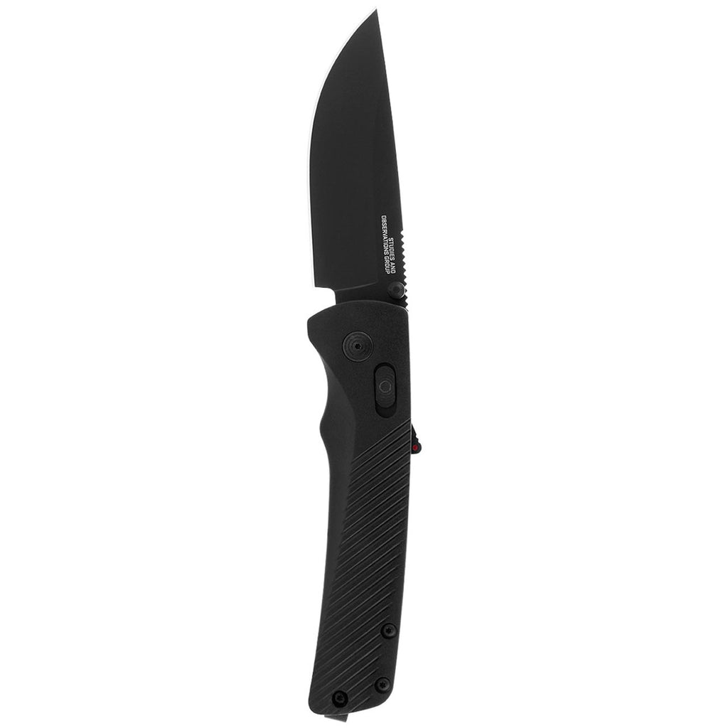 SOG Flash AT Daily Carry Ambidextrous Straight Pocket Folding Knife | Ergonomic Handle & Deep-Carry Clip | D2 Steel Blade, Blackout