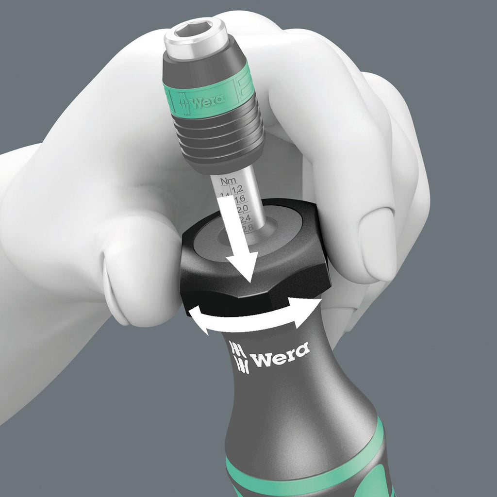 Wera 05074700001 Kraftform 7440 Hexagon Torque Screwdriver, 1/4" Head, 0.3-1.2 Nm Variable Torque Adjustment Range