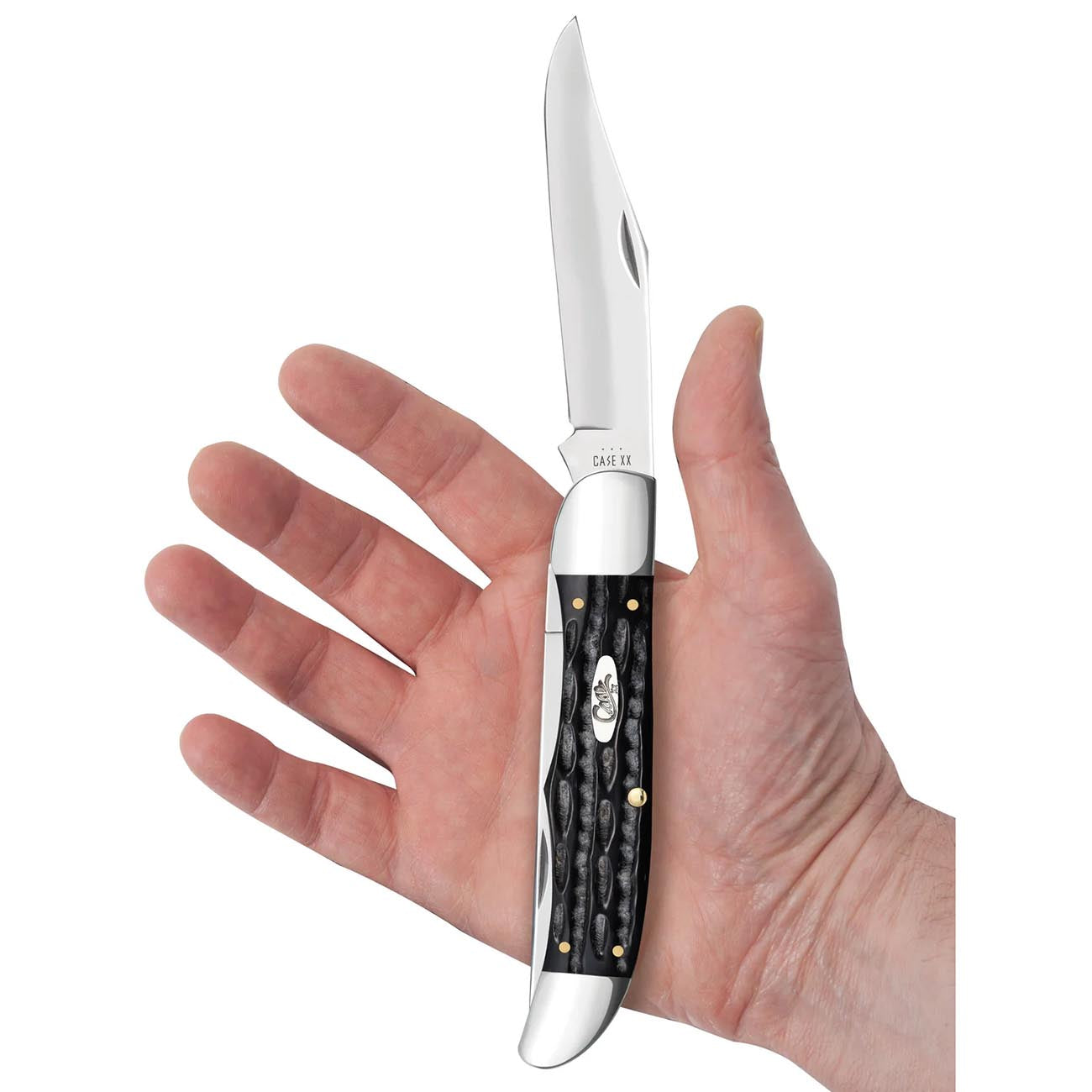 Case XX WR POCKET KNIFE JIGGED BUFFALO HORN FOLDING HUNTER W/SHEATH, ITEM 65030, LENGTH CLOSED 5 1/4 INCH (BH265 SS)