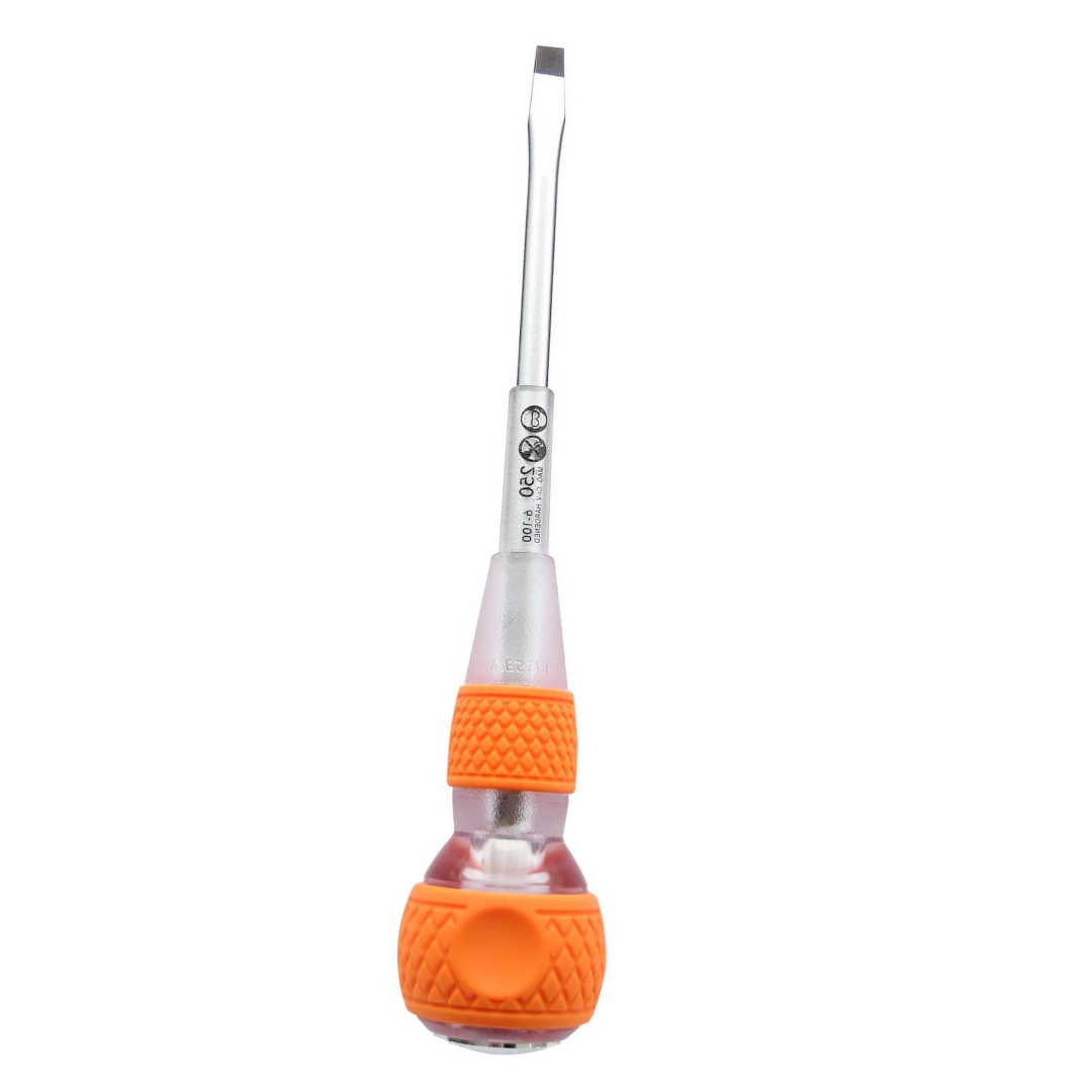 Vessel 250S6100 Ball Grip Tang-Thru Screwdriver – Slotted 6mm x 100mm