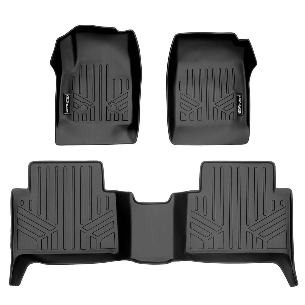 SMARTLINER SA0164B0164 Floor Liners Front & 2nd Row for 2015–2022 Chevy Colorado & GMC Canyon Crew Cab – All Weather Custom Fit, Black