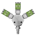 Flexzilla A86666FZ Pro High Flow 3-Way Air Manifold, 3/8" NPT Aluminum Splitter with 3 Couplers & 1 Plug