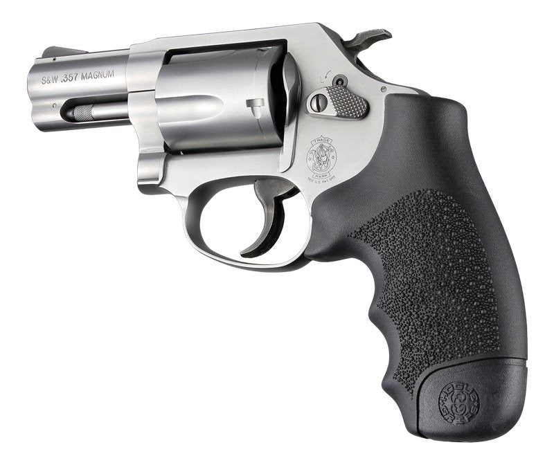 Hogue OverMolded Rubber Monogrip for S&W J-Frame Revolver, Round Butt Revolver Grip, Black - 60000
