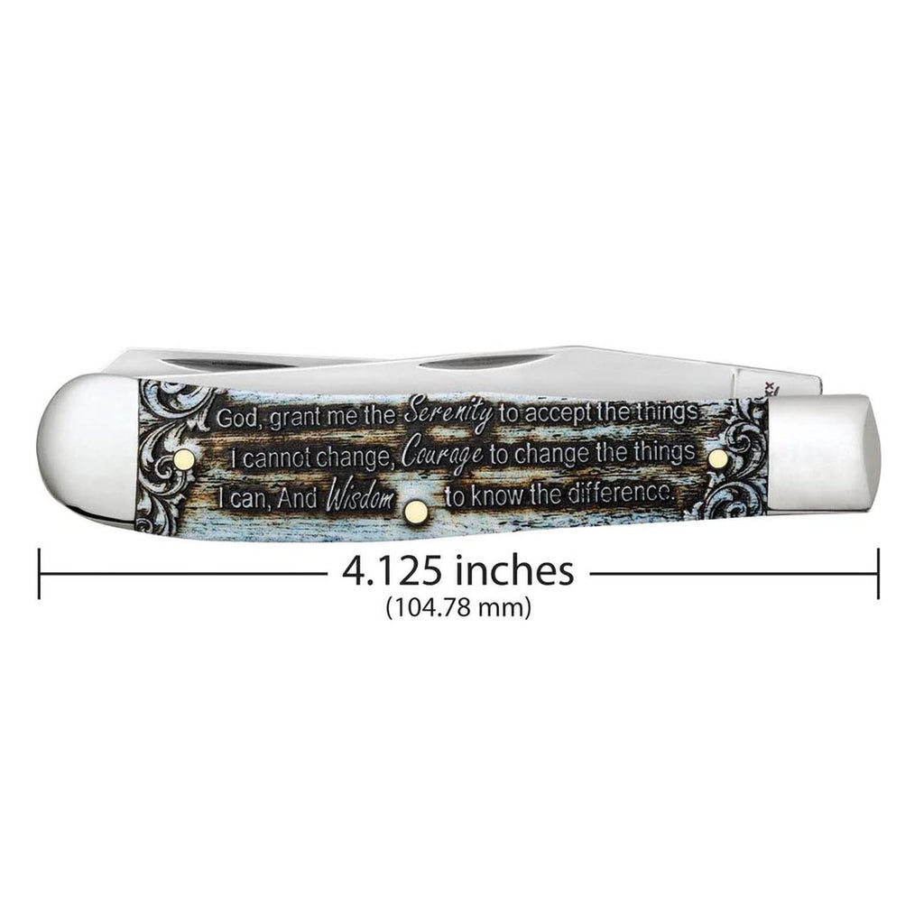 Case WR XX Pocket Knife Serenity Prayer Trapper Natural Bone Color Wash Item #38822 - (6254 SS) - Length Closed: 4 1/8 Inches