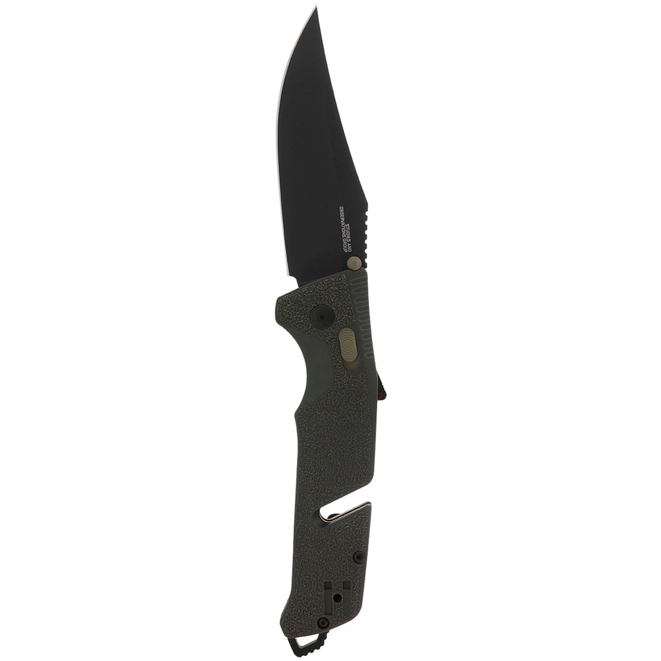 SOG Trident at Ambidextrous Professional Straight Folding Knife | Heat-Treated CRYO D2 3.75" Stainless Steel Blade, Olive Drab