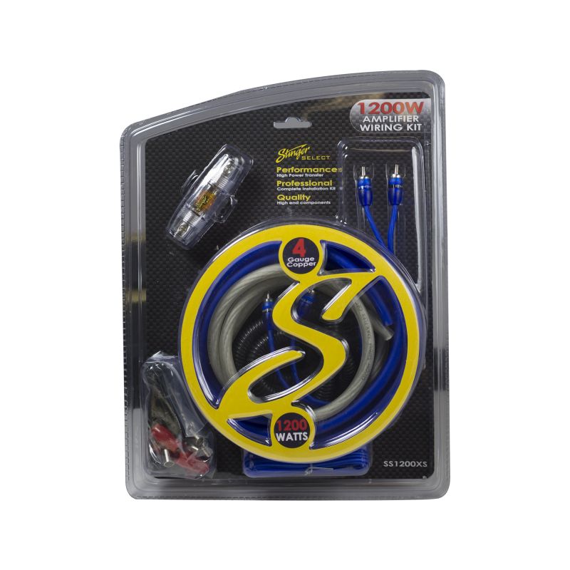 Stinger 4-Gauge Copper Amplifier Wiring Kit, 1200 Watt Sub Wiring Kit, Complete Amp Wiring KIt for Complete Installation (4 Gauge - 1200 Watt)
