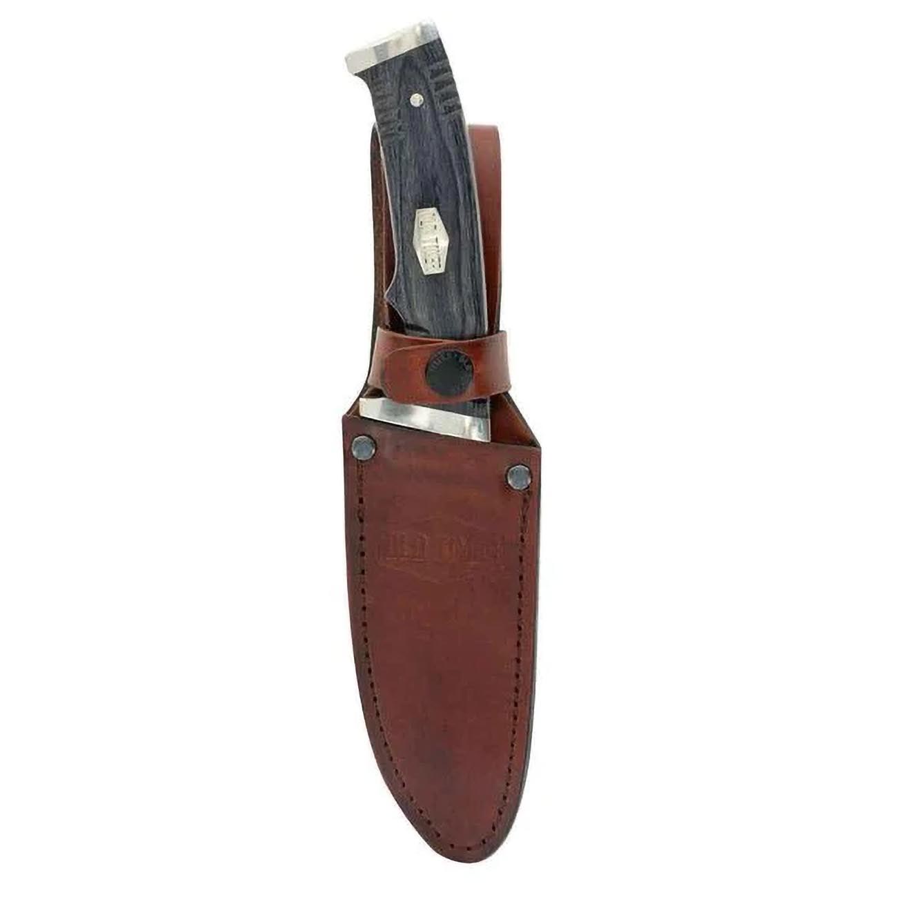 Old Timer Heritage Series 169OT 10.25in Fixed Blade Knife with Stainless Steel Drop Point Blade, Laminate Wood Handle, Full Tang Design, and Leather Sheath for Hunting, Camping, EDC, and Outdoors