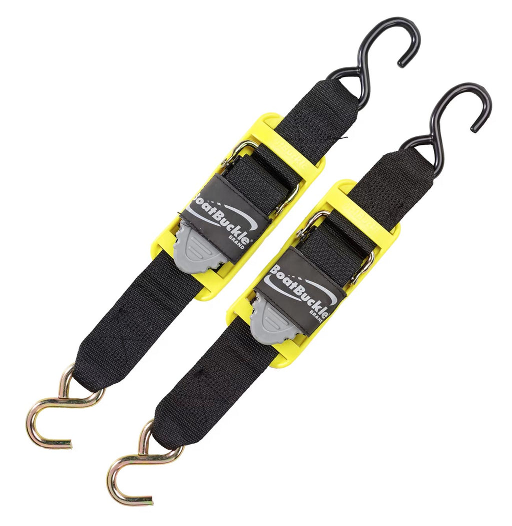 BoatBuckle Pro Series Kwik-Lok Transom Tie-Down (2-Inch x 2-Feet, Black), Pack of 2