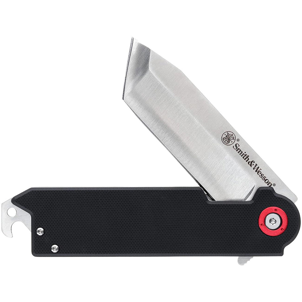 Smith & Wesson Accessories Smith & Wesson Big Benji Featuring 8Cr13MoV Stainless Steel Tanto Blade, G-10 Handles, Bottle Opener, and Money Clip