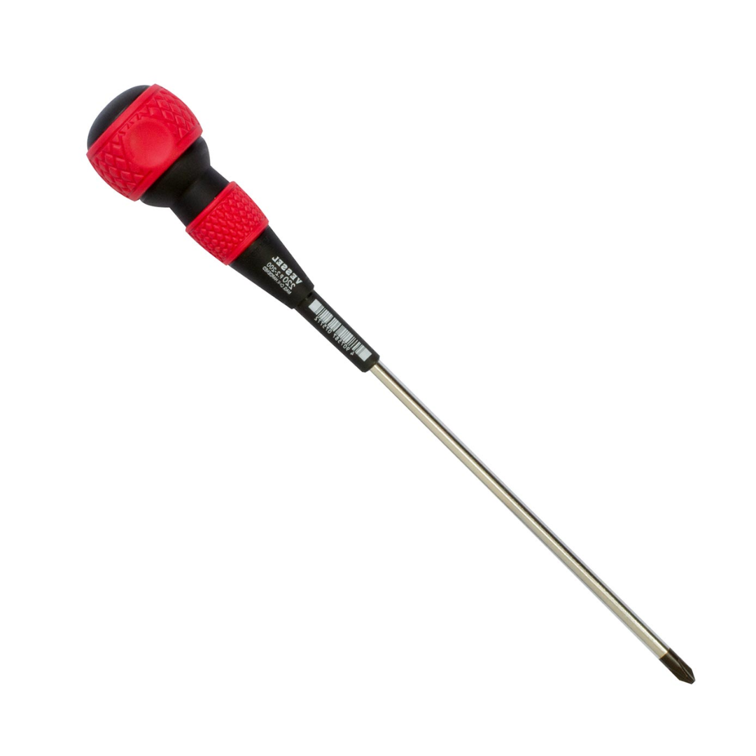 Vessel 220P2200 Ball Grip Screwdriver – Phillips #2 x 200mm JIS Precision Driver, Long Reach Ergonomic Ball Handle, Magnetized Tip Professional Hand Tool