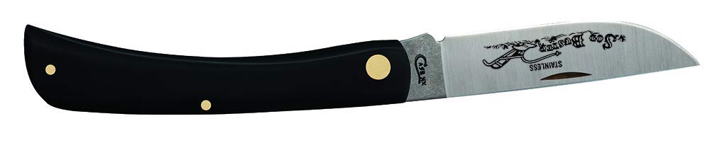 Case Knives 00092 Sod Buster Folding Pocket Knife – 4.625" Closed, Tru-Sharp Surgical Steel Skinner Blade, Black Synthetic Handle