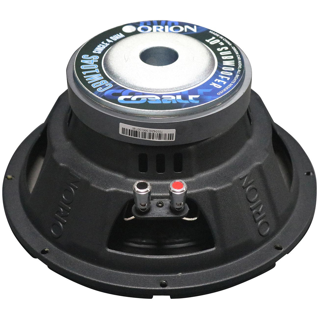 ORION CBW104S Cobalt Series 10” Car Subwoofer, 1200W Max, 300W RMS, Single 4 Ohm, 2” OFC Voice Coil, UV-Coated Cone, Foam Surround – Reliable Subwoofer for Car Audio Systems & Sub Boxes