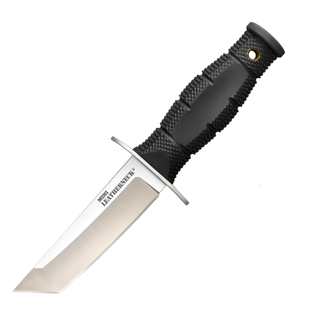 Cold Steel Mini Leatherneck Tanto Point Compact Lightweight 3.5" 8CR13MOV Steel Fixed Blade Outdoor Hunting Utility Knife, 3.25" Textured Ergonomic Kray-EX Handle, Secure-EX Sheath