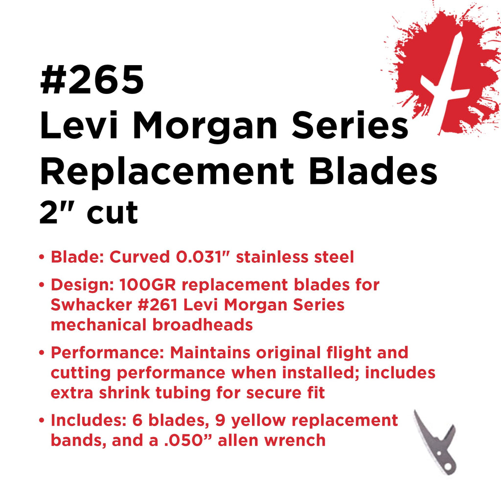 SWHACKER | #265 Broadhead Blades Kit | Levi Morgan | 100 Grain 2" Cut