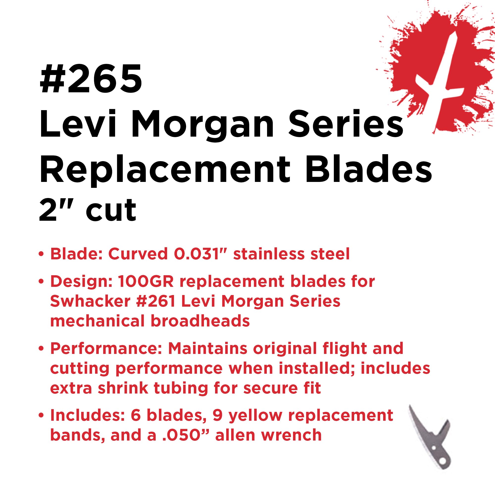 SWHACKER | #265 Broadhead Blades Kit | Levi Morgan | 100 Grain 2" Cut