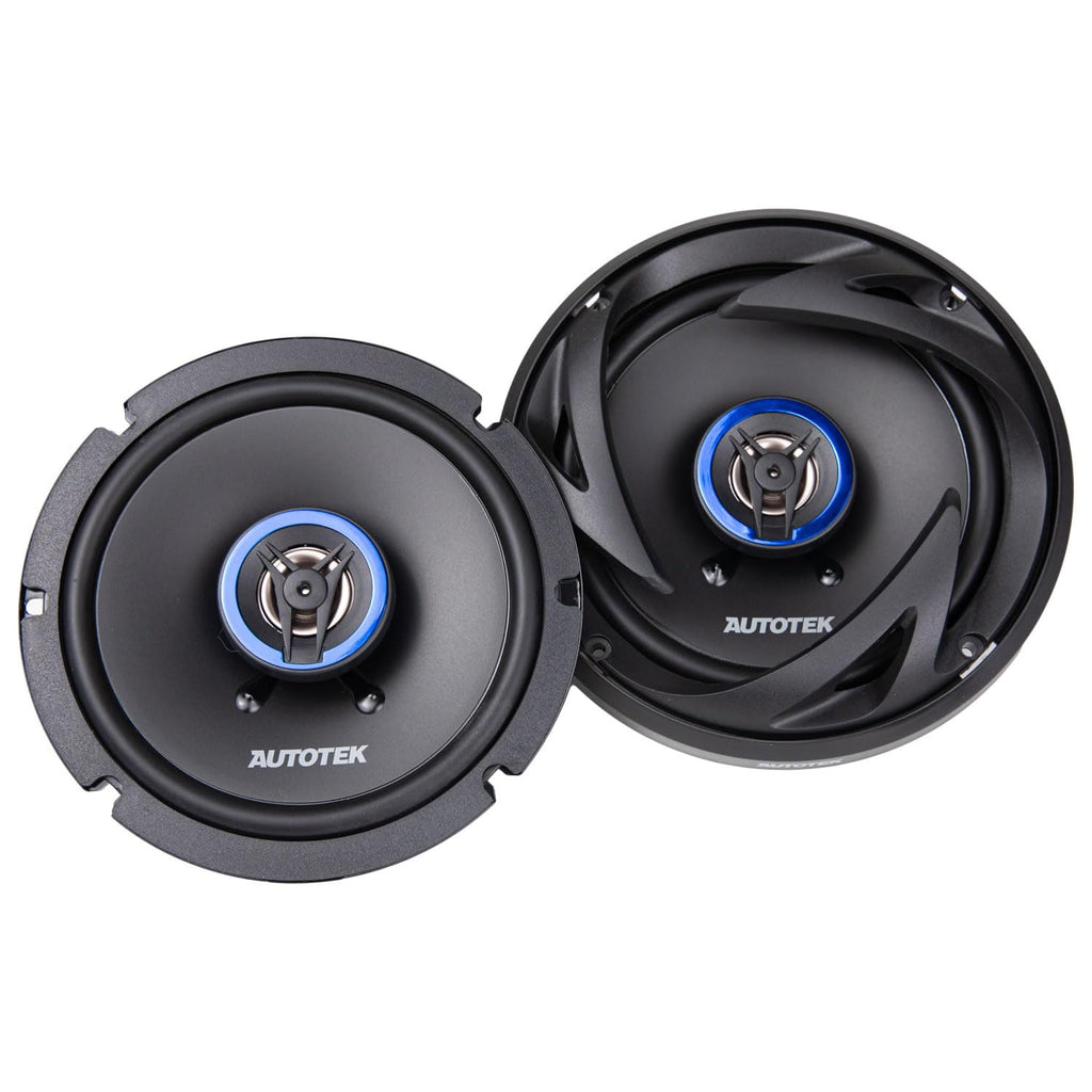 Autotek Street Machine 6.5" 2-Way Shallow Car Audio Coaxial Speakers with Neo Mylar Soft Dome Tweeters for Crystal Clear Sound & Poly Cones, Pair