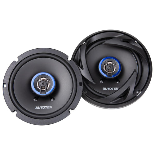 Autotek Street Machine 6.5" 2-Way Shallow Car Audio Coaxial Speakers with Neo Mylar Soft Dome Tweeters for Crystal Clear Sound & Poly Cones, Pair
