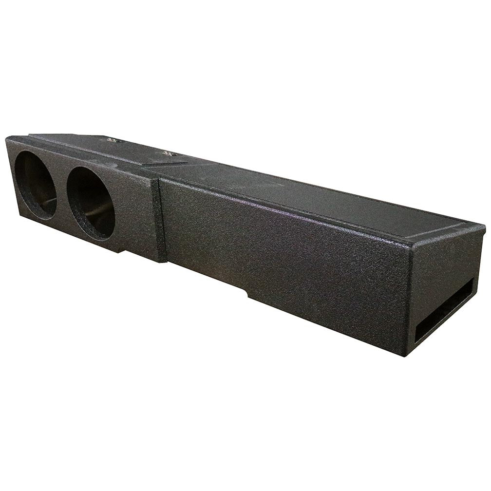 Q Power Dual Port 8 Inch Subwoofer Box Enclosure Design with Underseat Down Fire Feature for GMC and Chevy Crew Cab 2007 to Current, Black