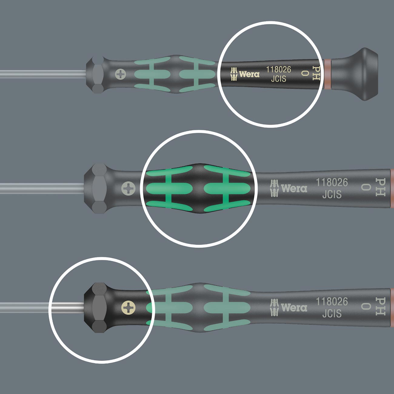 Wera 05118006001 Kraftform Micro 2035 Slotted Electronics Precision Screwdriver, 2mm Head, 60mm Blade Length