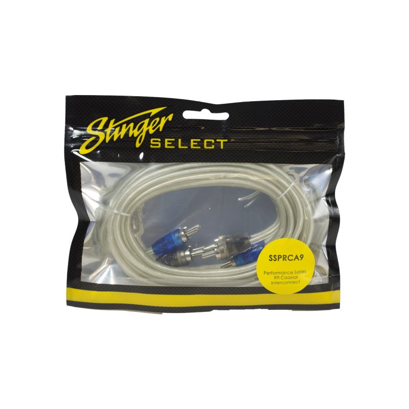 Stinger SSPRCA9 9‑Foot Premium RCA Cable – Car Audio Stereo Interconnect, Dual Shielded, High-Fidelity Signal Transmission