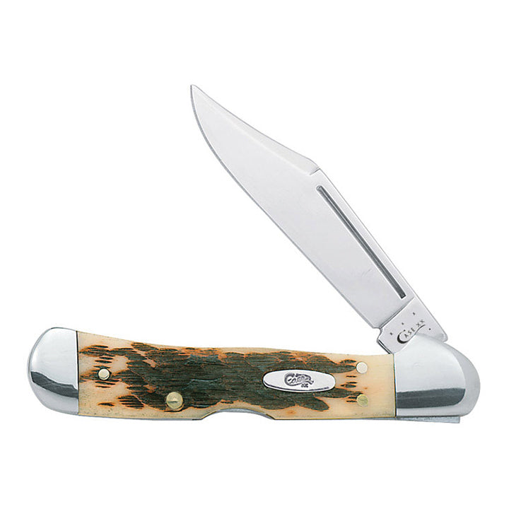 Case XX WR Pocket Knife Mini Copperlock Amber Bone W/Shield Item #133 (61749L SS) 3 5/8 inches Closed