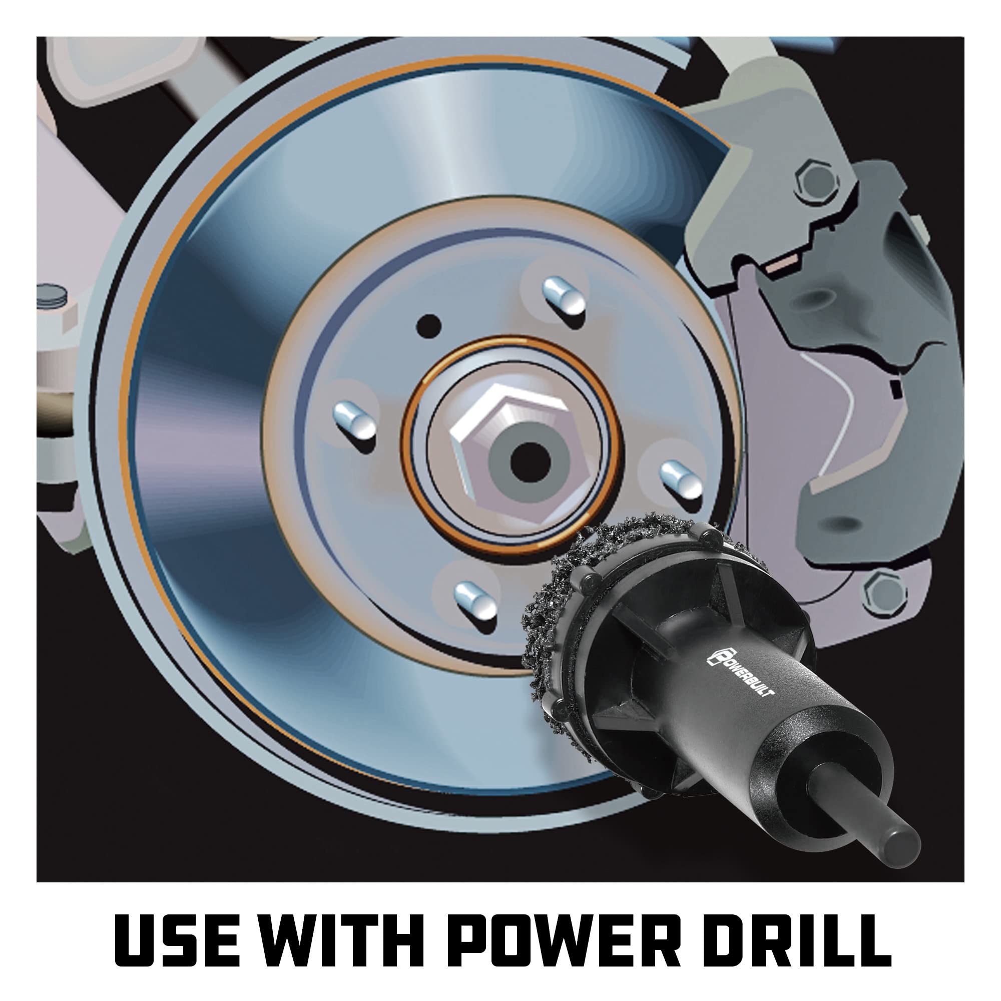 Powerbuilt Brake Rotor Resurfacing Kit, Cleaning, Polishing, Remove Rust and Grime, Drill Attachment 13 Pieces 940382