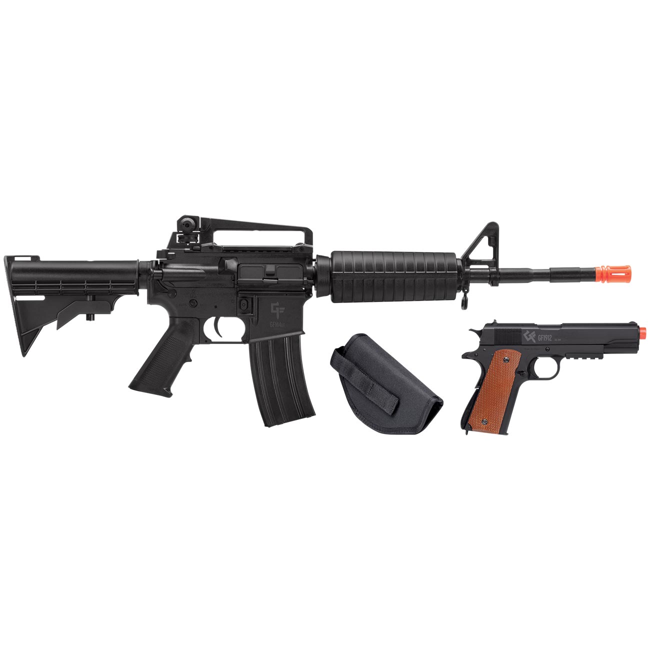 Game Face 52003 Defender Strike Airsoft Full/Semi-Auto Rifle And Spring-Powered 1911 Pistol Kit