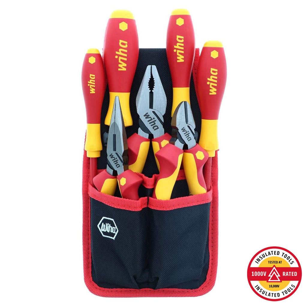 Wiha 32985 7 Piece Insulated Industrial Pliers and Screwdriver Set