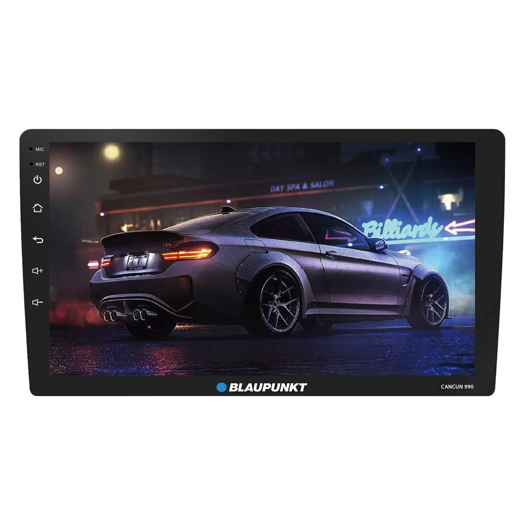BLAUPUNKT CANCUN990 9-inch QLED 2.5D Touch Screen Panel Car Multimedia Receiver A53 Quad Core 2.0GHz Processor Supports Apple CarPlay Android Built-in WiFi Bluetooth GPS Navigation Capabilities