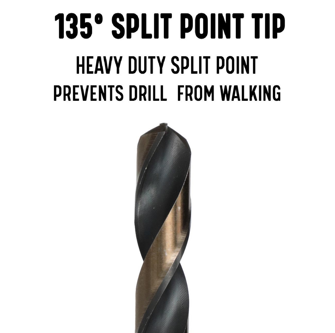 Drill America KFD3F118 1-1/8 Reduced Shank HSS Black & Gold Contractor Drill Bit with 3-Flat Shank