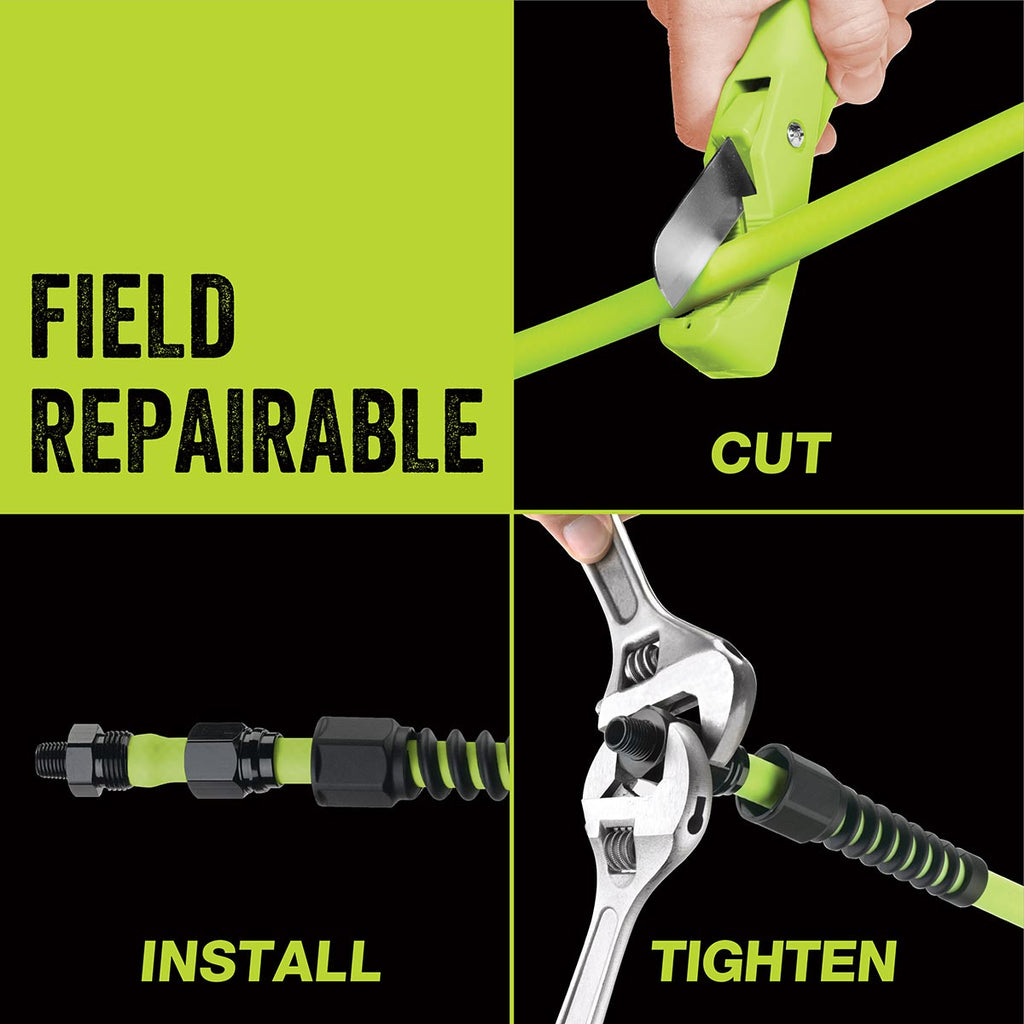 Flexzilla Pro Air Hose, 3/8 in. x 100 ft., Heavy Duty, Lightweight, Hybrid, ZillaGreen - HFZP38100YW2