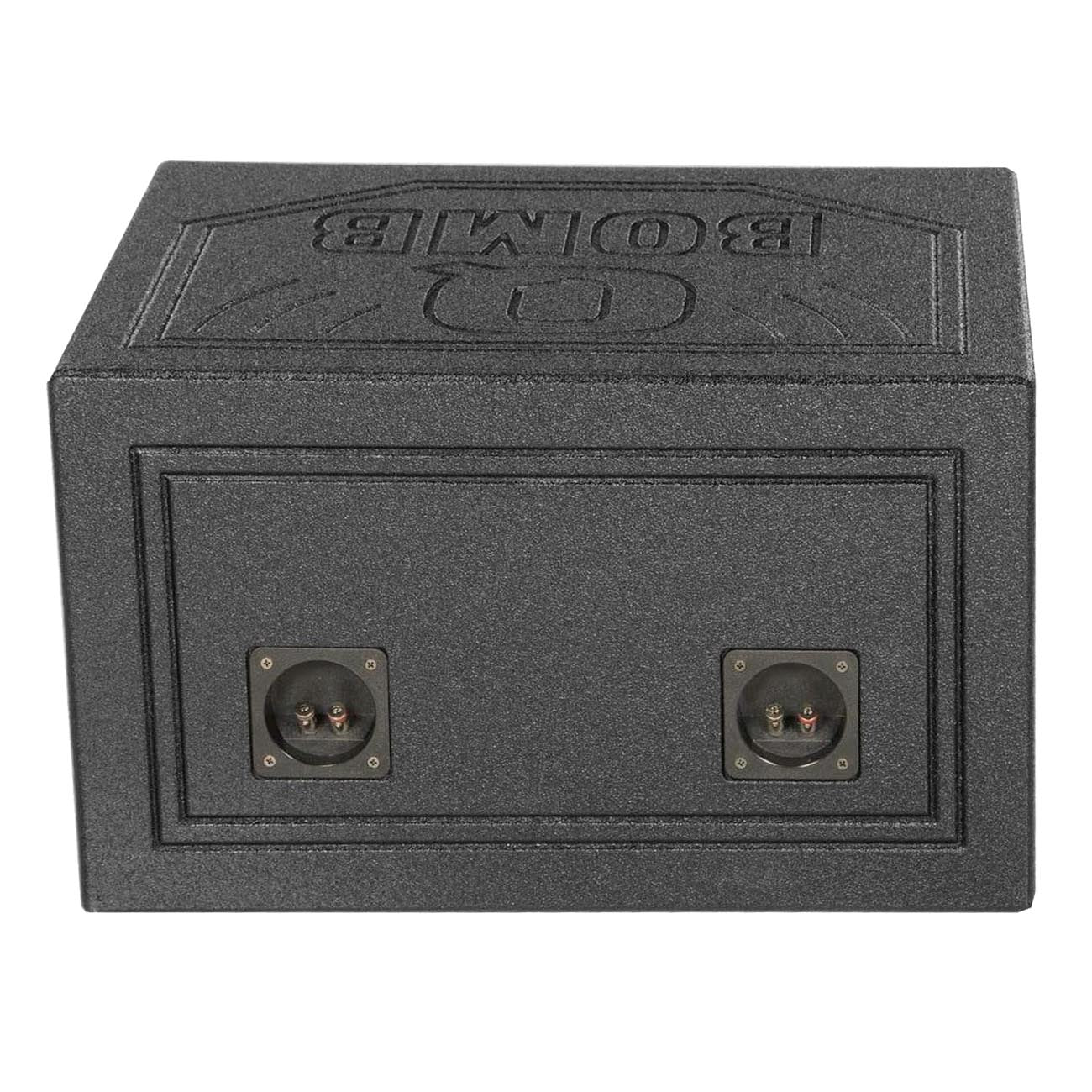 Q Power Dual 10 Inch Vented Triangle Ported Wood Subwoofer Enclosure Box with Durable Bedliner Spray and Spring Loaded Terminals, Black