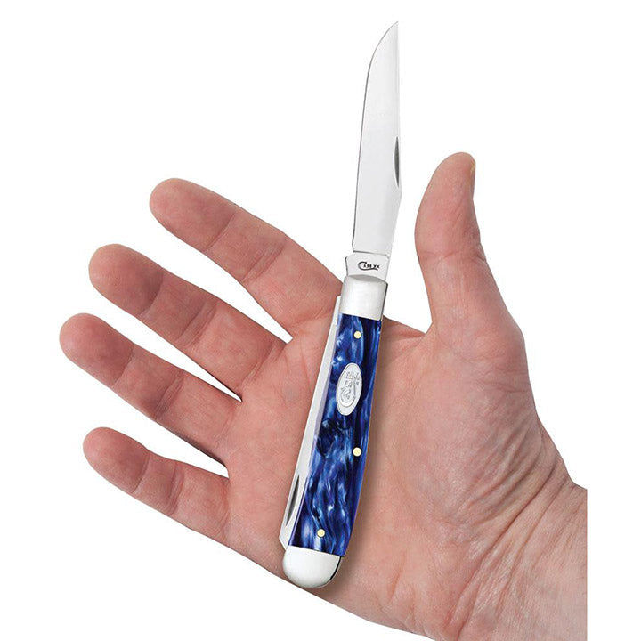 Case WR XX Pocket Knife Trapper Sparxx Blue Pearl Kirinite Item #23431 - (10254 SS) - Length Closed: 4 1/8 Inches